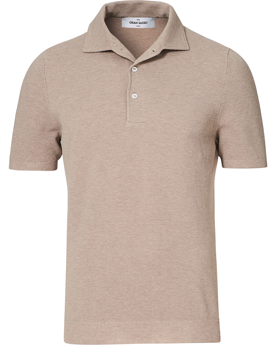 Herre | Pikéer | Gran Sasso | Knitted One Piece Collar Polo Beige