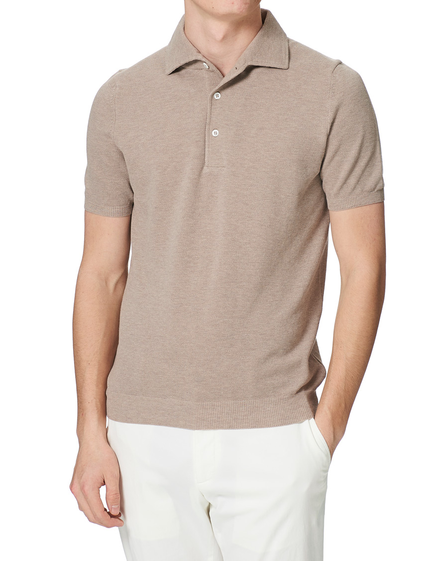 Herre | Pikéer | Gran Sasso | Knitted One Piece Collar Polo Beige
