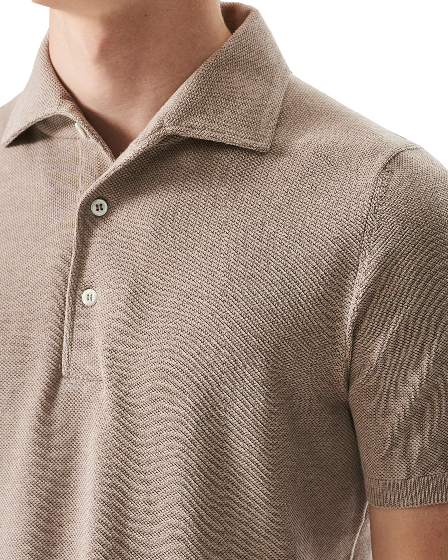 Herre | Pikéer | Gran Sasso | Knitted One Piece Collar Polo Beige