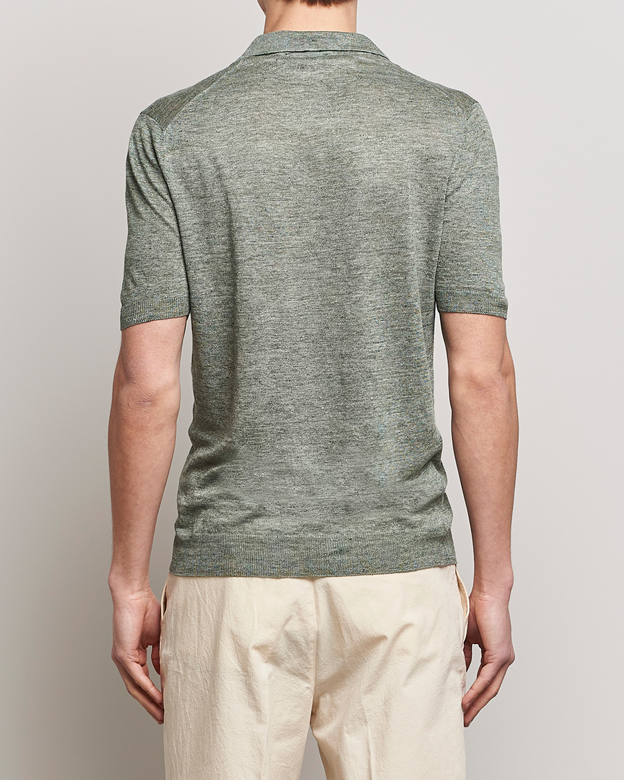 Herre | Pikéer | Gran Sasso | Knitted Linen Polo Green