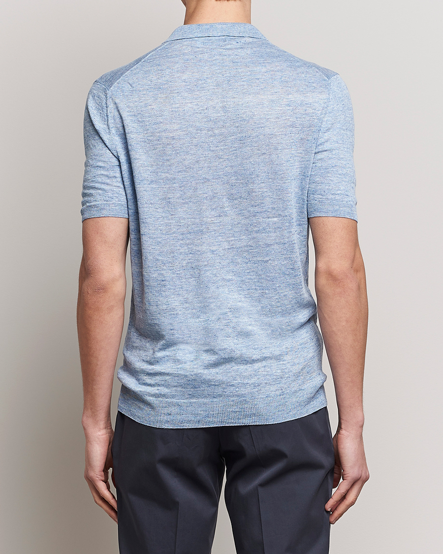 Herre | Pikéer | Gran Sasso | Knitted Linen Polo Blue Melange
