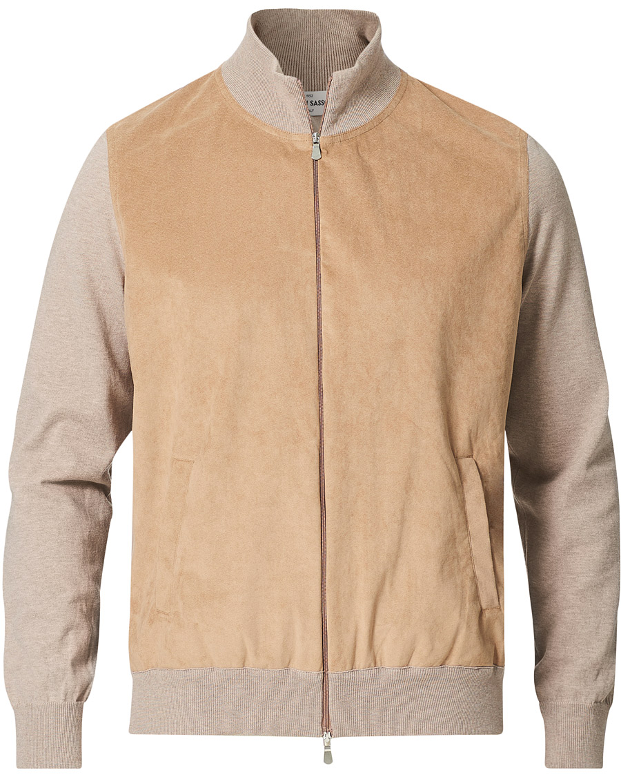 Herre | Gensere | Gran Sasso | Knitted Cotton/Alcantara Full Zip Cream