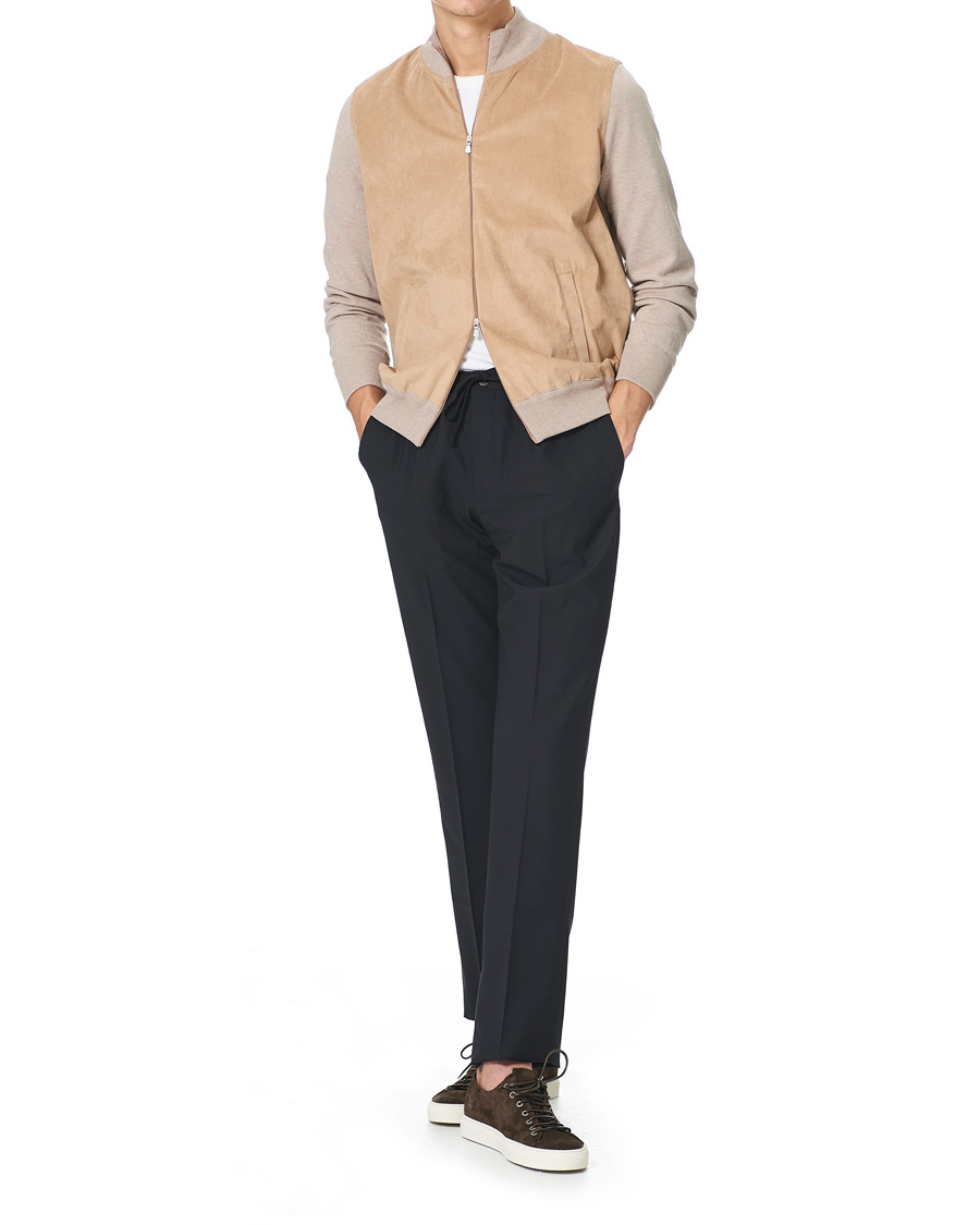 Herre | Gensere | Gran Sasso | Knitted Cotton/Alcantara Full Zip Cream