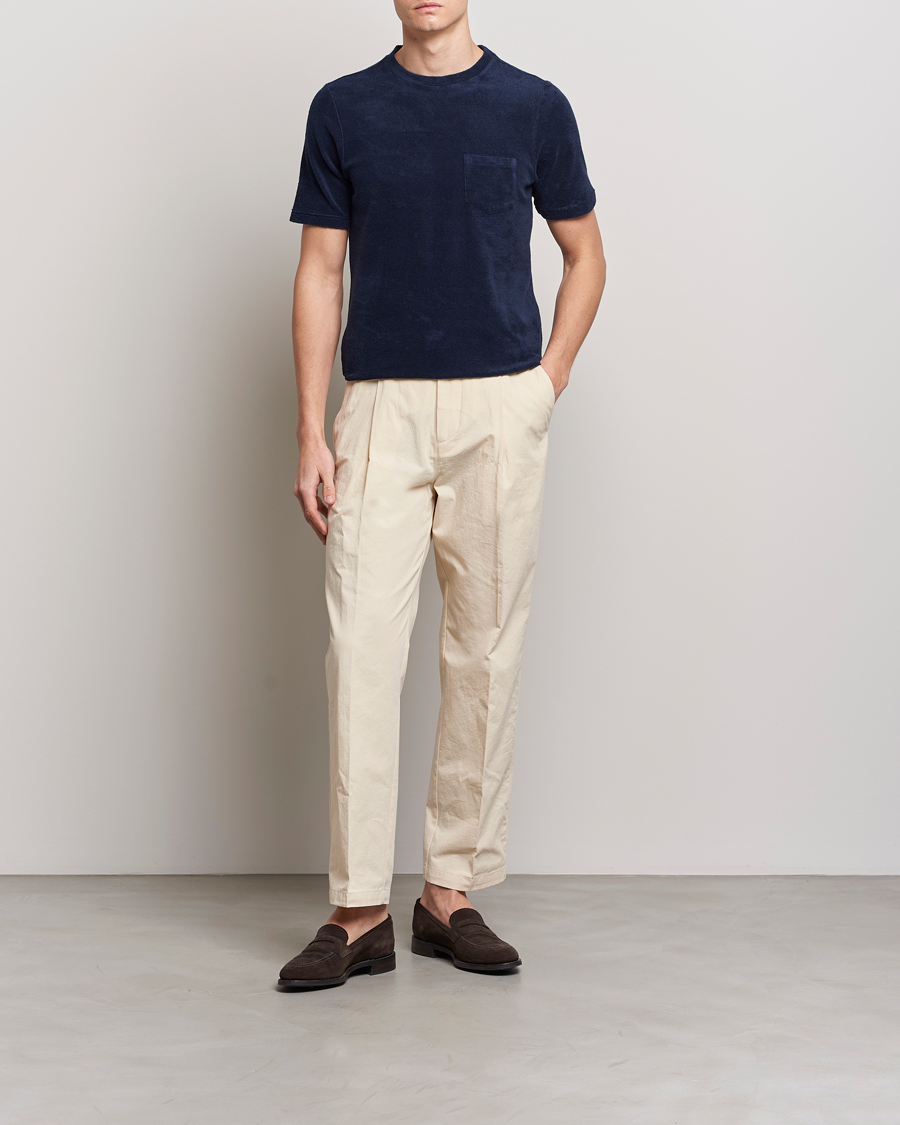 Herre | T-Shirts | Gran Sasso | Cotton Terry Tee Navy