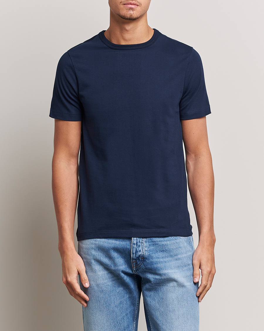 Herre | T-Shirts | Merz b. Schwanen | 1950s Classic Loopwheeled T-shirt Ink Blue