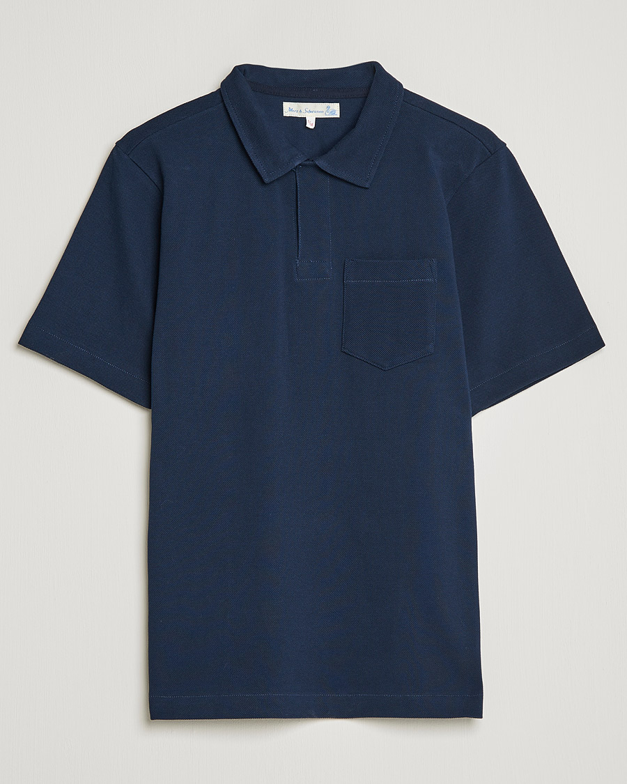 Herre | Pikéer | Merz b. Schwanen | Organic Cotton Washed Polo Ink Blue