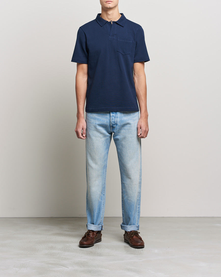 Herre | Pikéer | Merz b. Schwanen | Organic Cotton Washed Polo Ink Blue