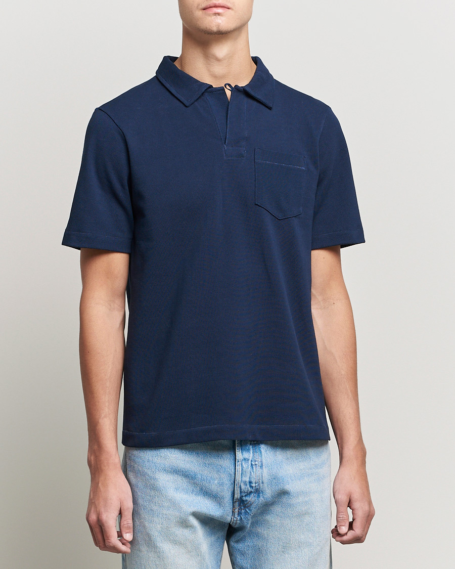 Herr | Merz b. Schwanen | Merz b. Schwanen | Organic Cotton Washed Polo Ink Blue