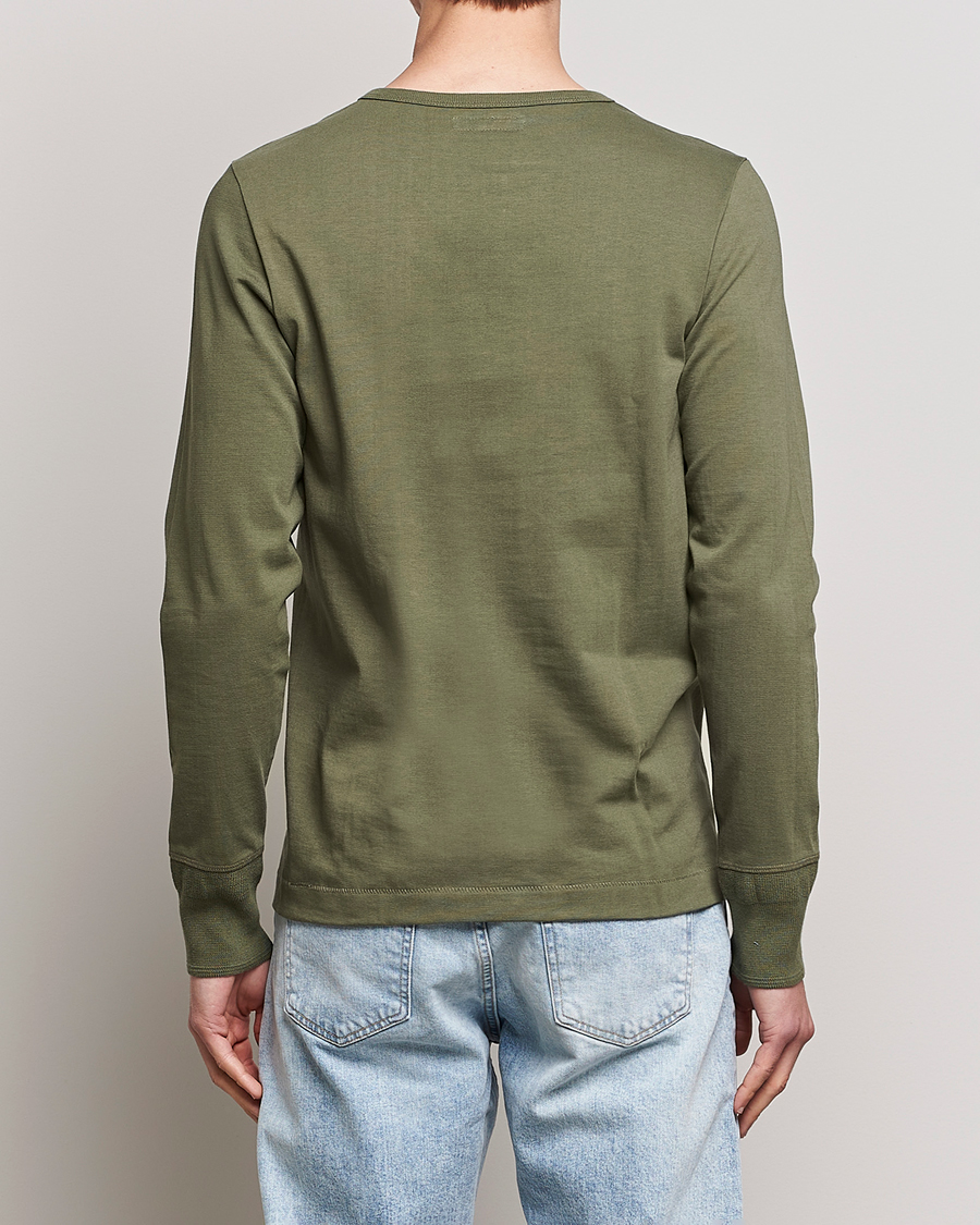 Herre | T-Shirts | Merz b. Schwanen | Classic Organic Cotton Henley Sweater Army