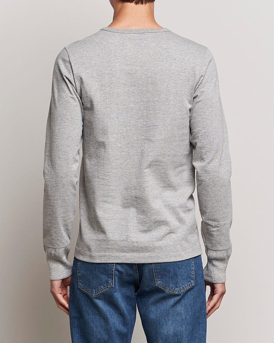 Herre | T-Shirts | Merz b. Schwanen | Classic Organic Cotton Henley Sweater Grey Mel