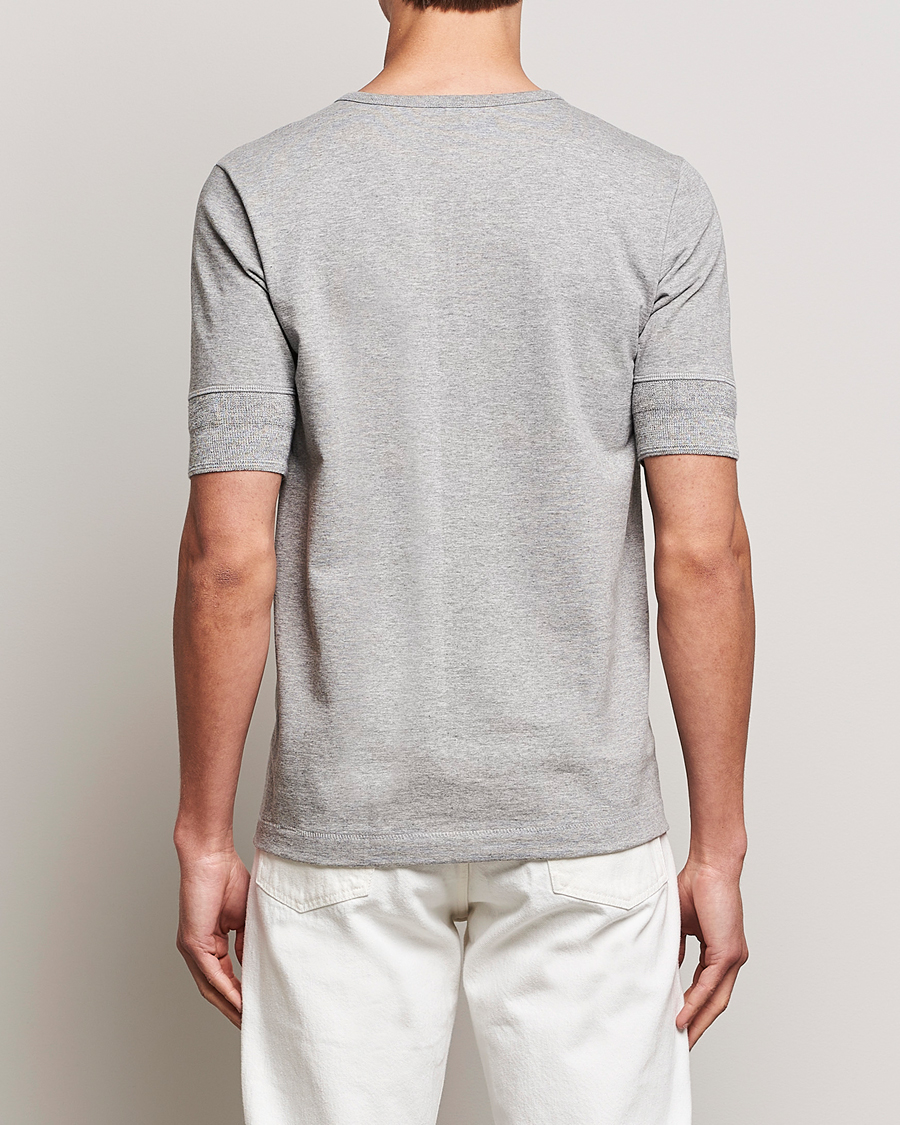 Herre | T-Shirts | Merz b. Schwanen | Short Sleeve Organic Cotton Henley Grey Mel