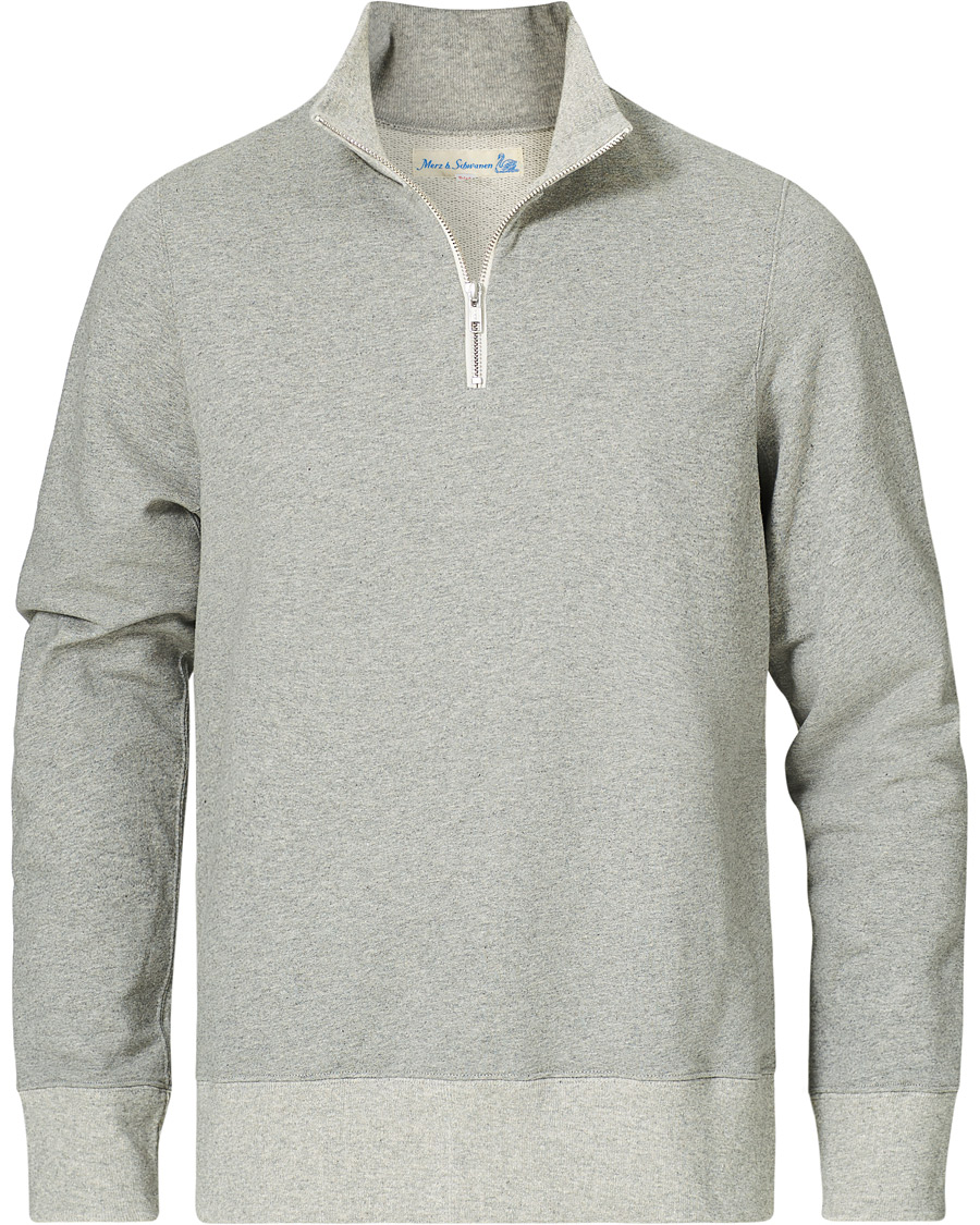 Herre | Gensere | Merz b. Schwanen | Organic Cotton Half Zip Sweat Grey Mel
