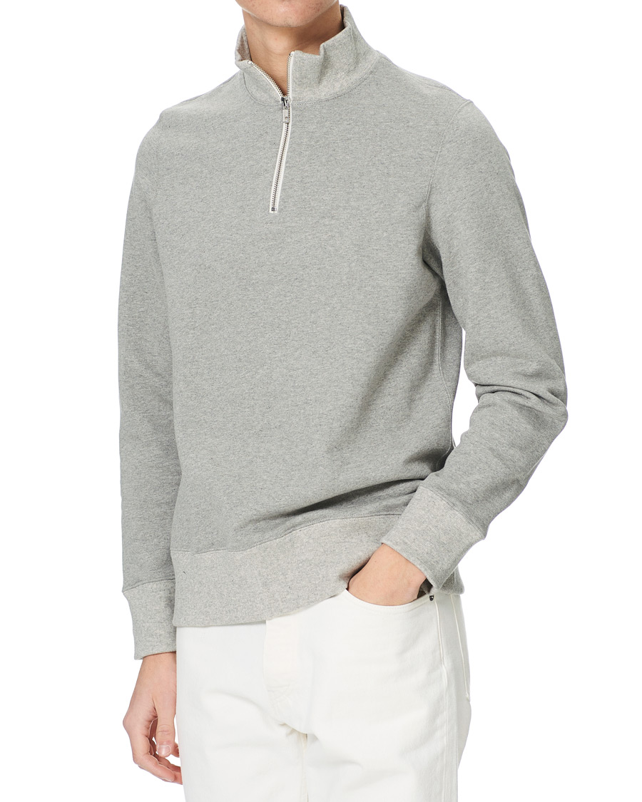 Herre | Gensere | Merz b. Schwanen | Organic Cotton Half Zip Sweat Grey Mel