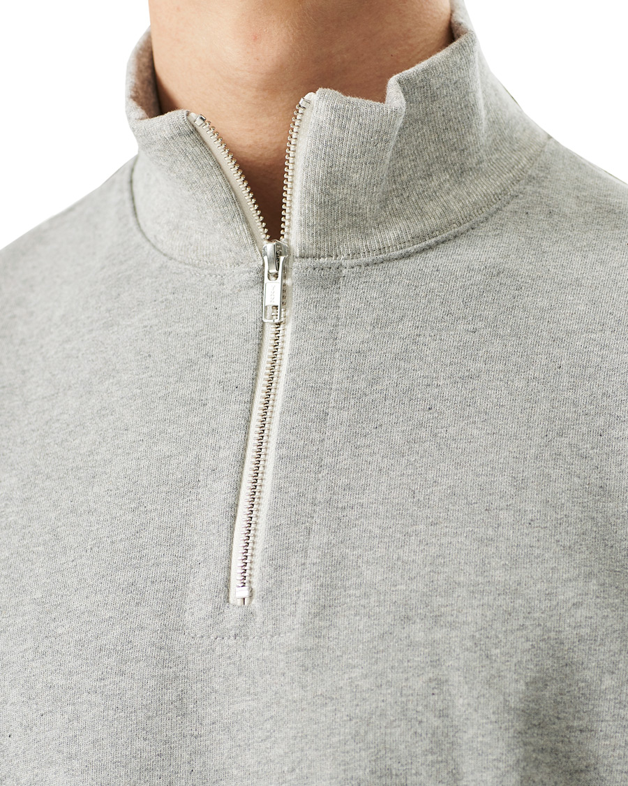 Herre | Gensere | Merz b. Schwanen | Organic Cotton Half Zip Sweat Grey Mel