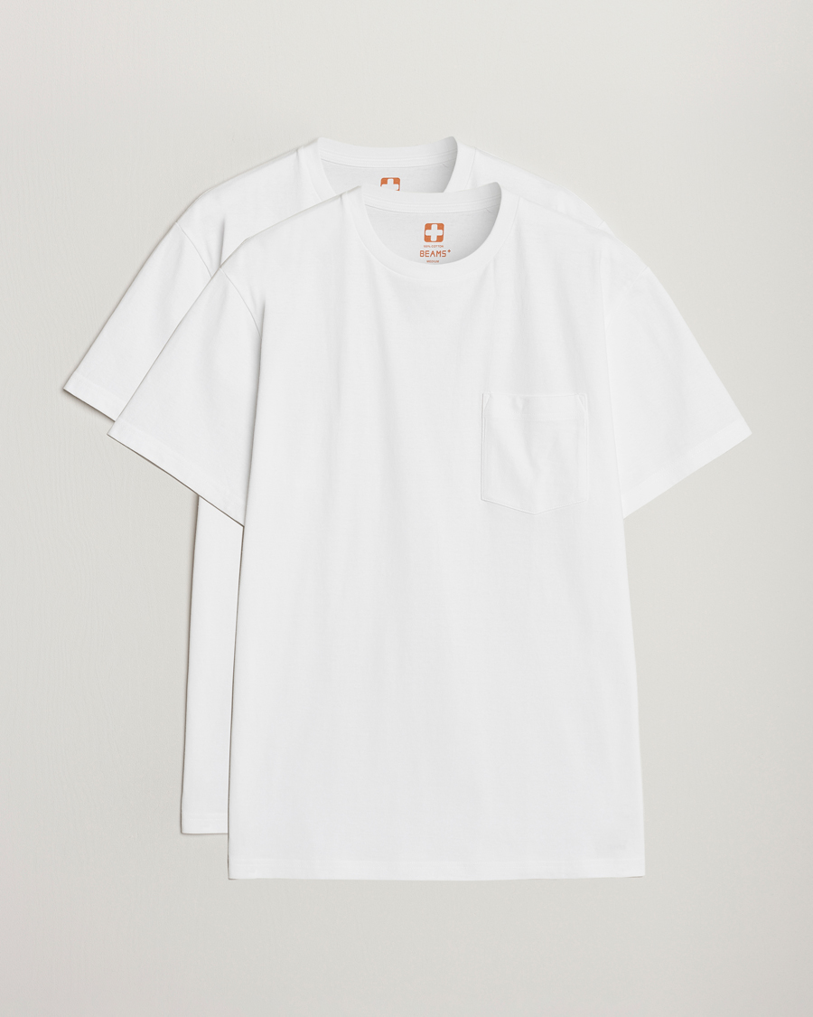 Herre | T-Shirts | BEAMS PLUS | 2-Pack Pocket T-Shirt White