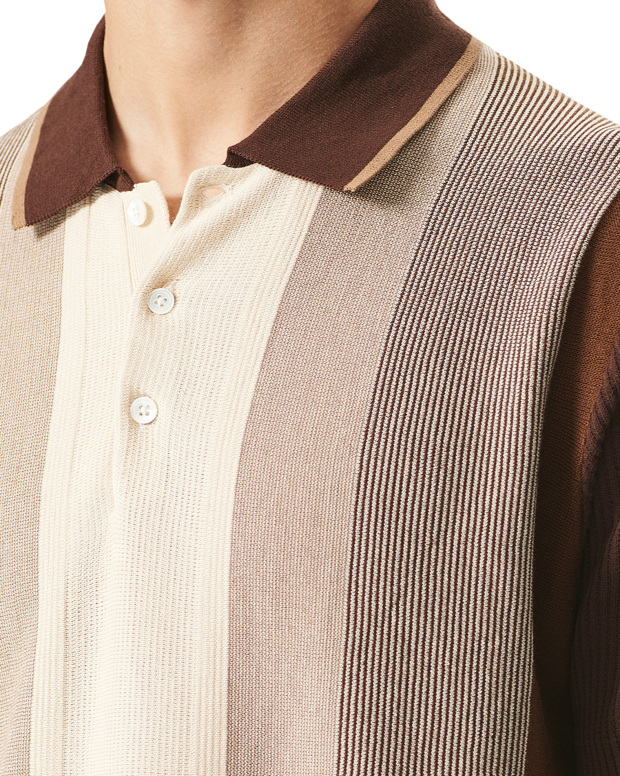 Herre | Pikéer | BEAMS PLUS | Striped Knited Polo Brown