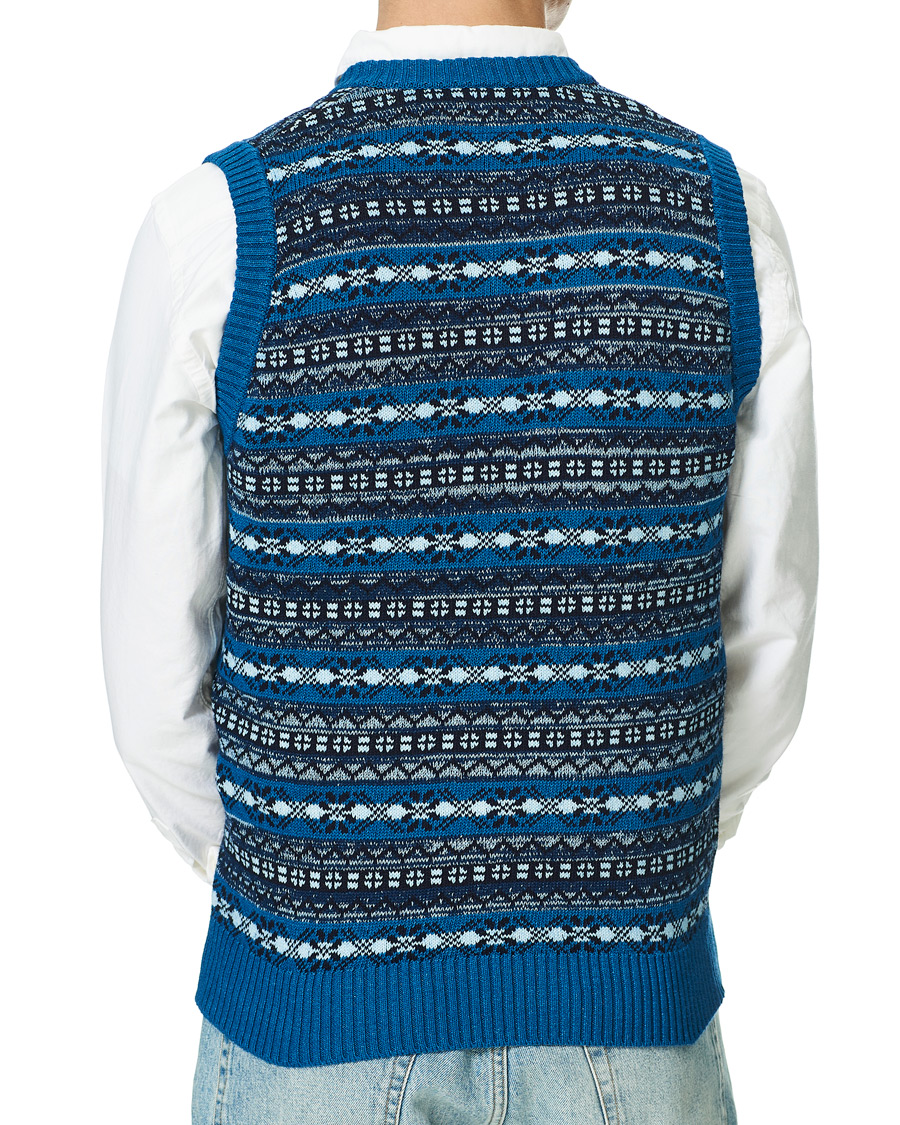 Herre | Gensere | BEAMS PLUS | Fairisle Knit Vest Indigo Blue
