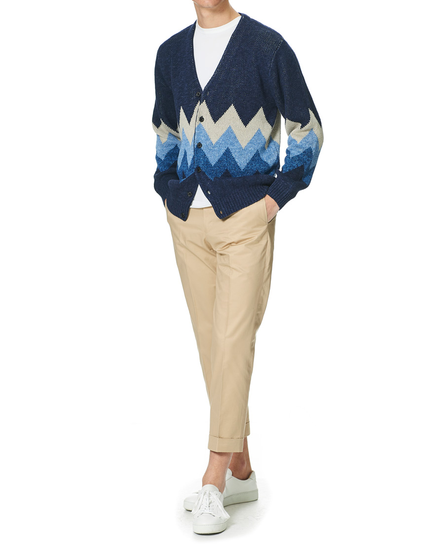 Herre | Gensere | BEAMS PLUS | Jacquard Cardigan Indigo Blue