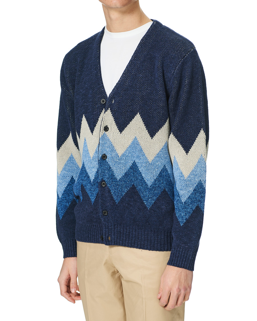 Herre | Gensere | BEAMS PLUS | Jacquard Cardigan Indigo Blue