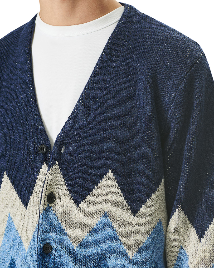 Herre | Gensere | BEAMS PLUS | Jacquard Cardigan Indigo Blue