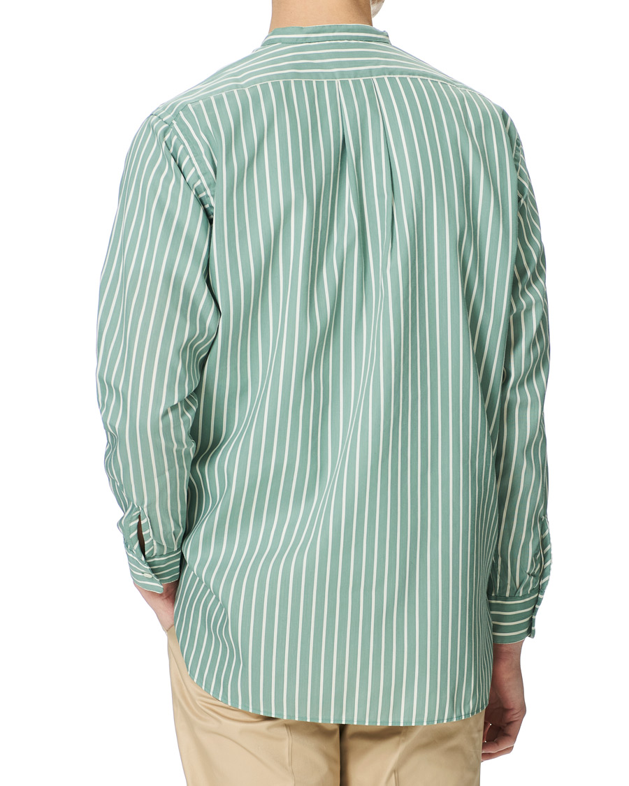 Herre | Skjorter | BEAMS PLUS | Band Collar Striped Shirt Green/White