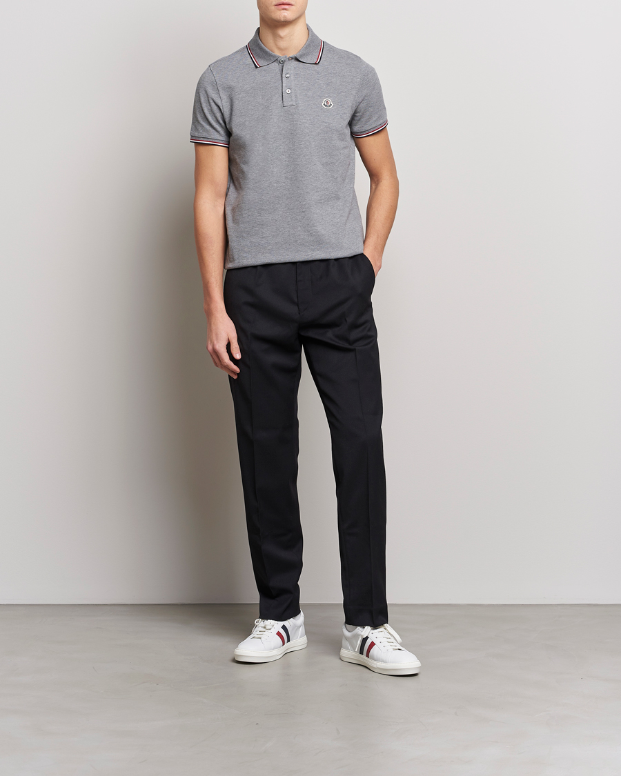 Herre | Pikéer | Moncler | Contrast Rib Polo Heather Grey