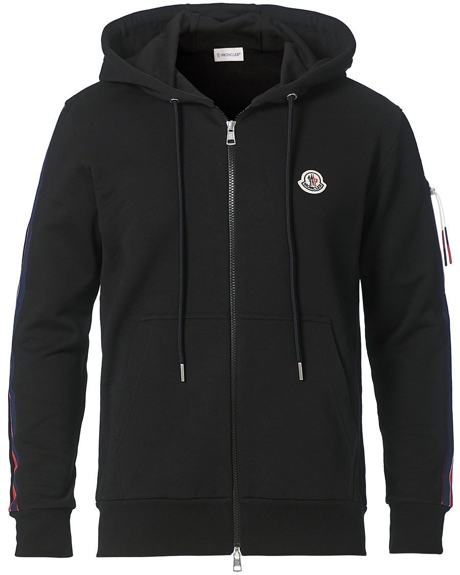 Herre | Gensere | Moncler | Tape Logo Zip Hoodie Black