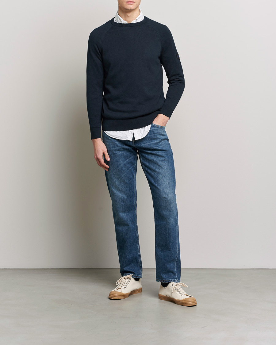 Herre | Gensere | Barbour International | Cotton Crew Knit Navy