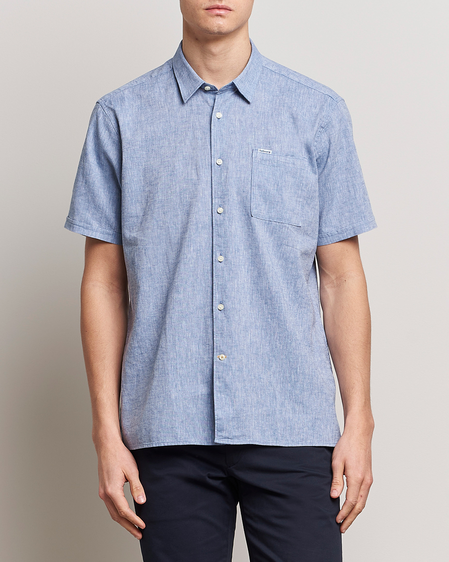 Herre | Barbour | Barbour Lifestyle | Tailored Fit Nelson Cotton/Linen Shirt Blue