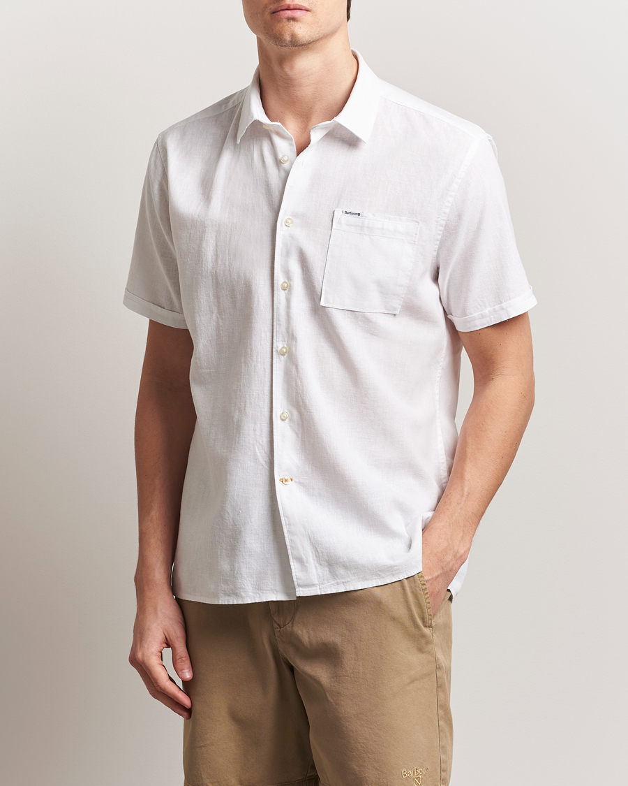 Herre | Skjorter | Barbour Lifestyle | Nelson Short Sleeve Linen/Cotton Shirt White