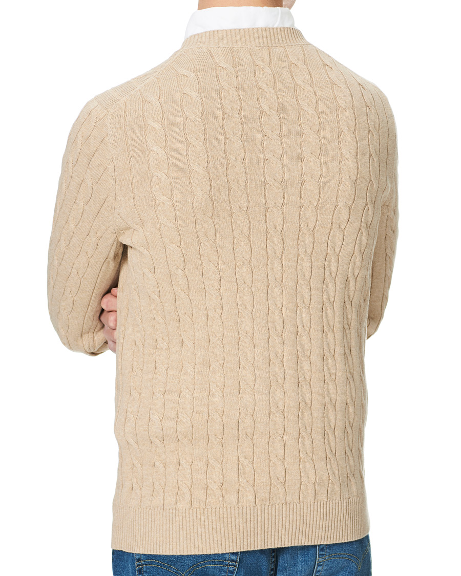 Herre | Gensere | GANT | Cotton Cable Crew Neck Pullover Sand Melange