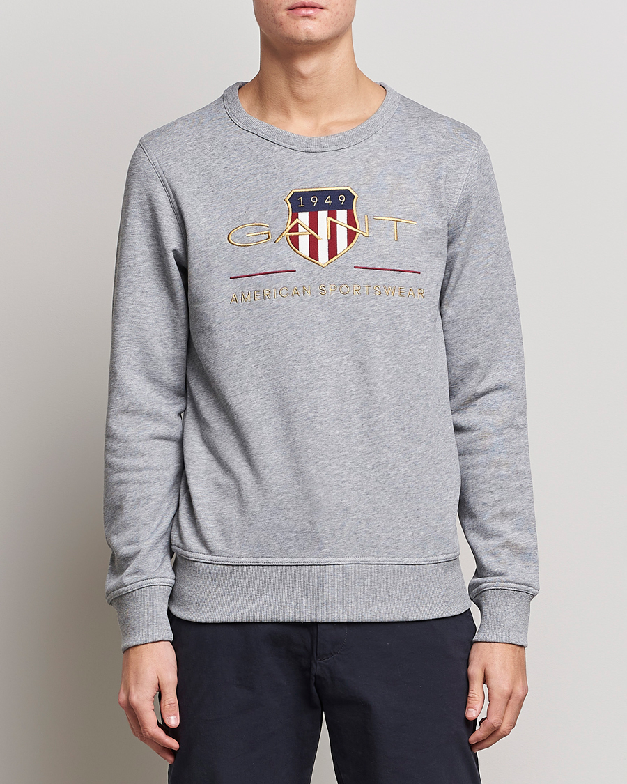 Herre | | GANT | Archive Shield Crew Neck Sweatershirt Grey Melange