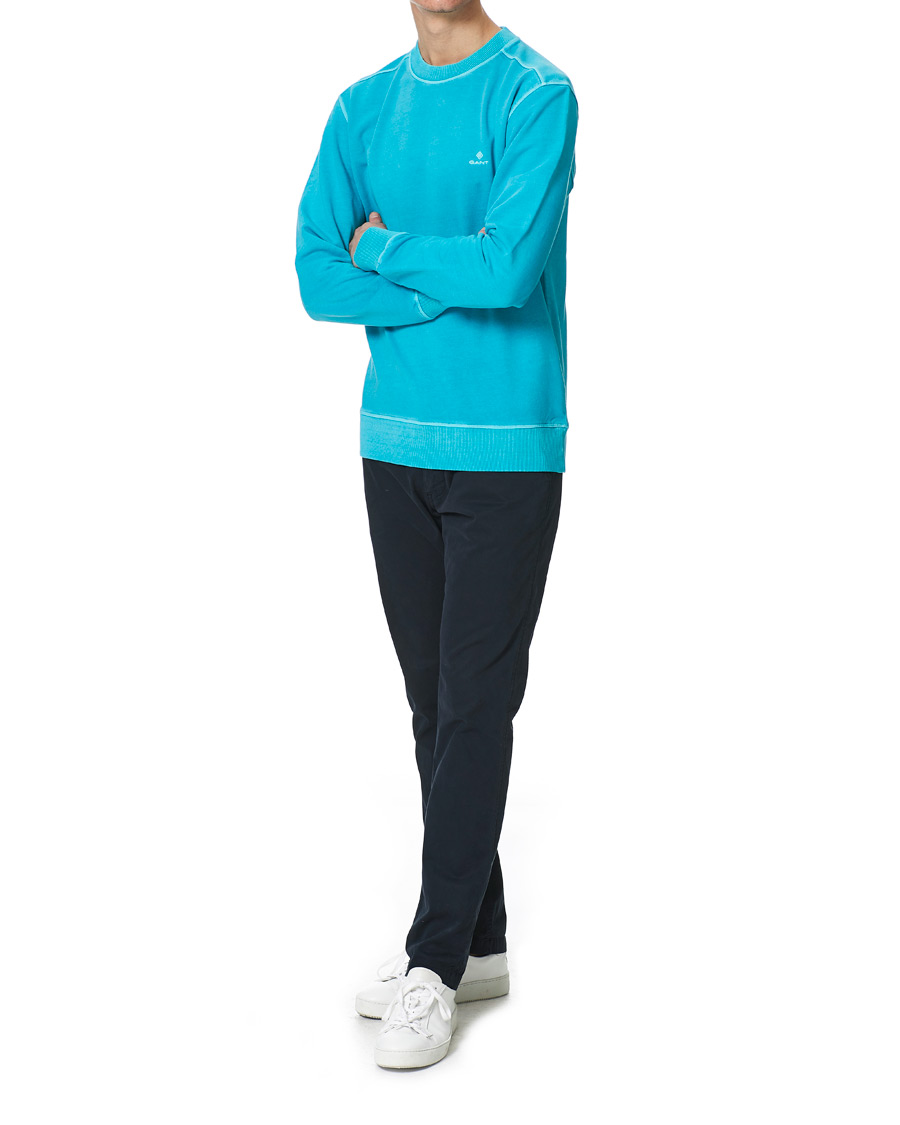 Herre | Gensere | GANT | Sunbleached Crew Neck Sweatshirts Aqua Green