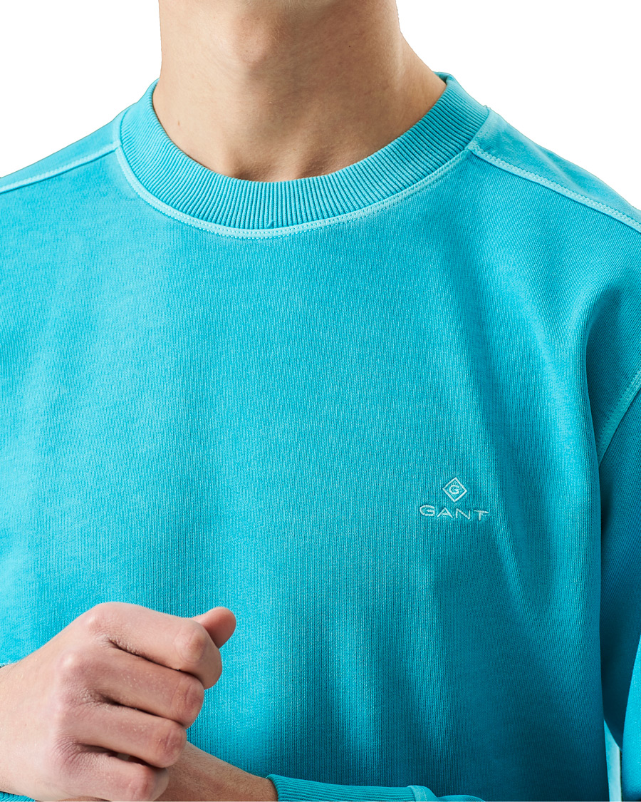 Herre | Gensere | GANT | Sunbleached Crew Neck Sweatshirts Aqua Green