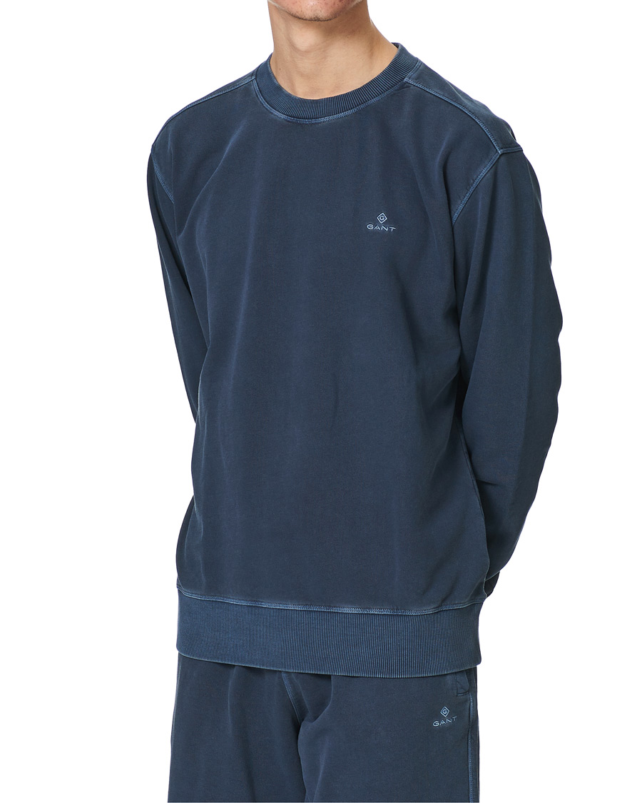 Herre | Gensere | GANT | Sunbleached Crew Neck Sweatshirts Evening Blue
