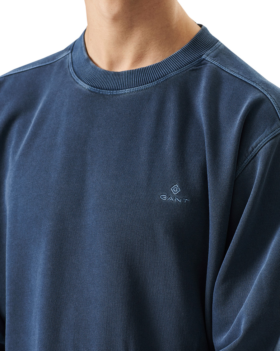 Herre | Gensere | GANT | Sunbleached Crew Neck Sweatshirts Evening Blue