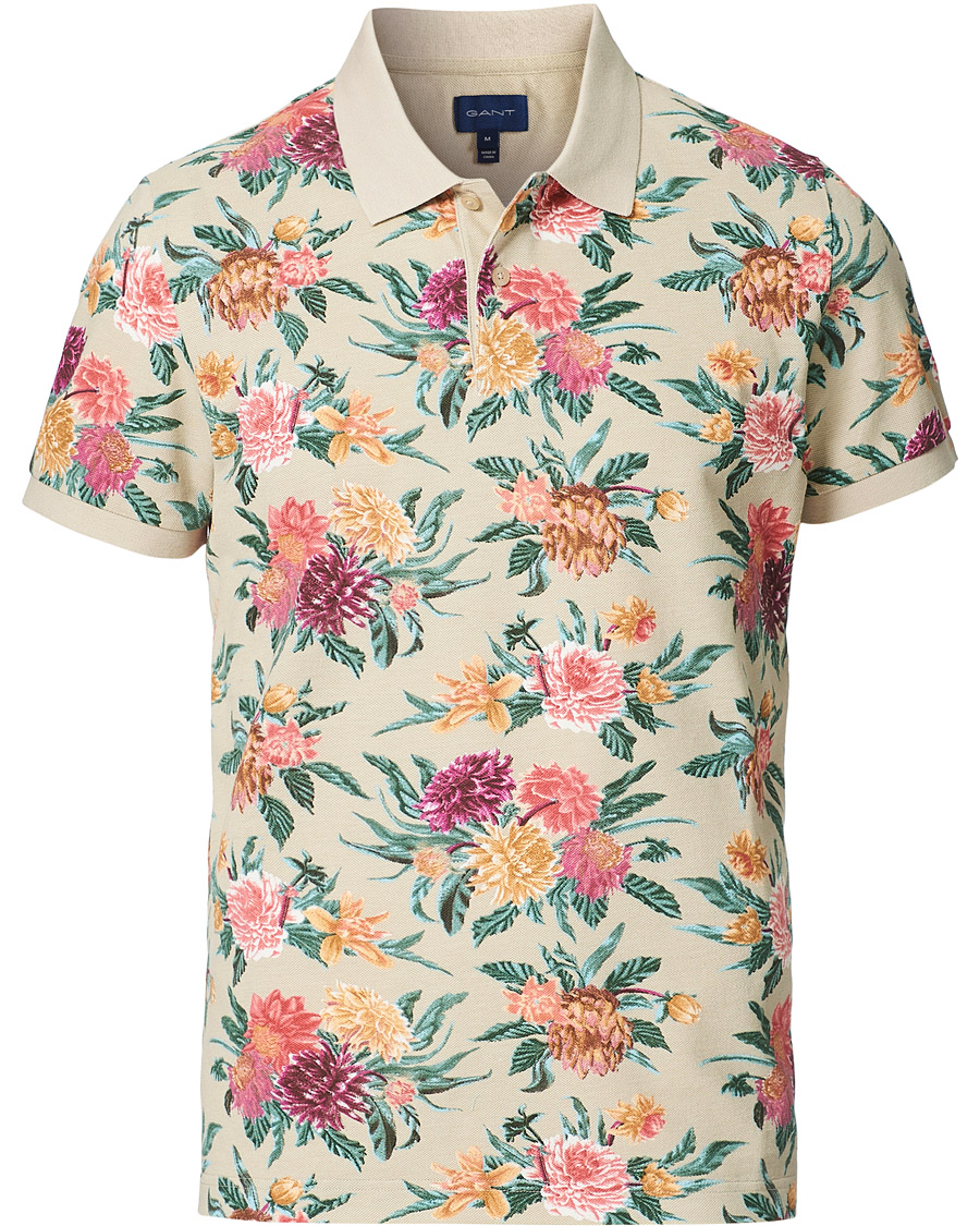 Herre | Pikéer | GANT | Dalia Printed Flower Polo Plaza Taupe