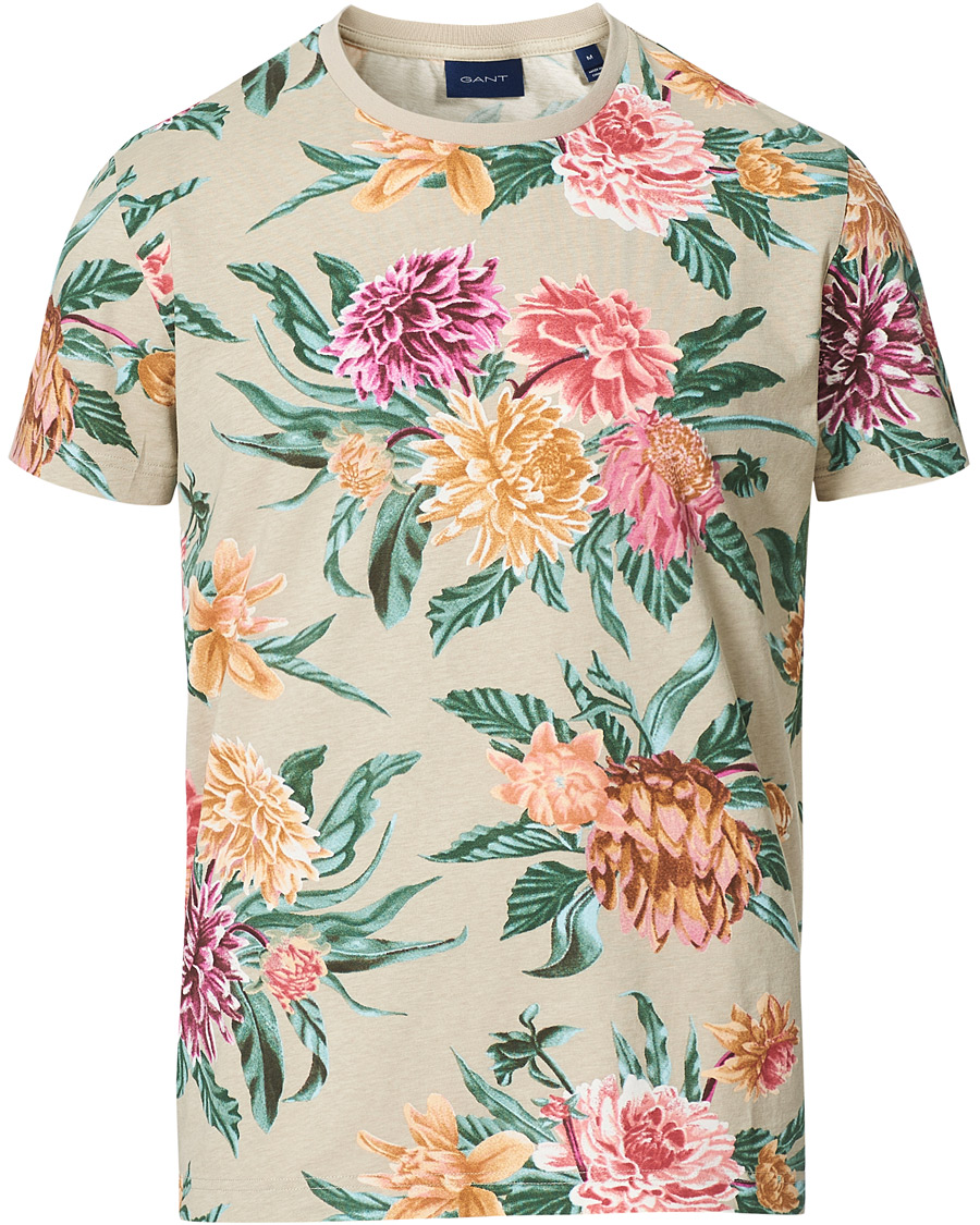 Herre | T-Shirts | GANT | Dalia Printed Flower Tee Plaza Taupe