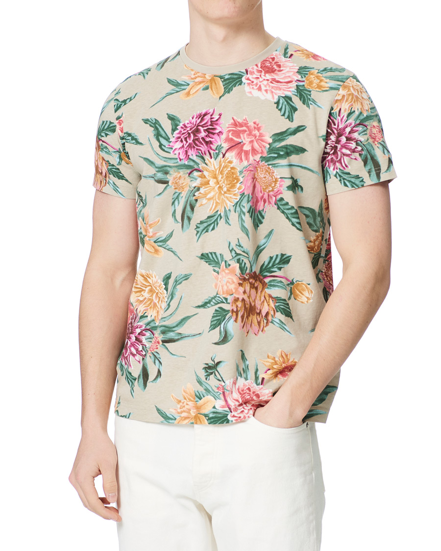 Herre | T-Shirts | GANT | Dalia Printed Flower Tee Plaza Taupe