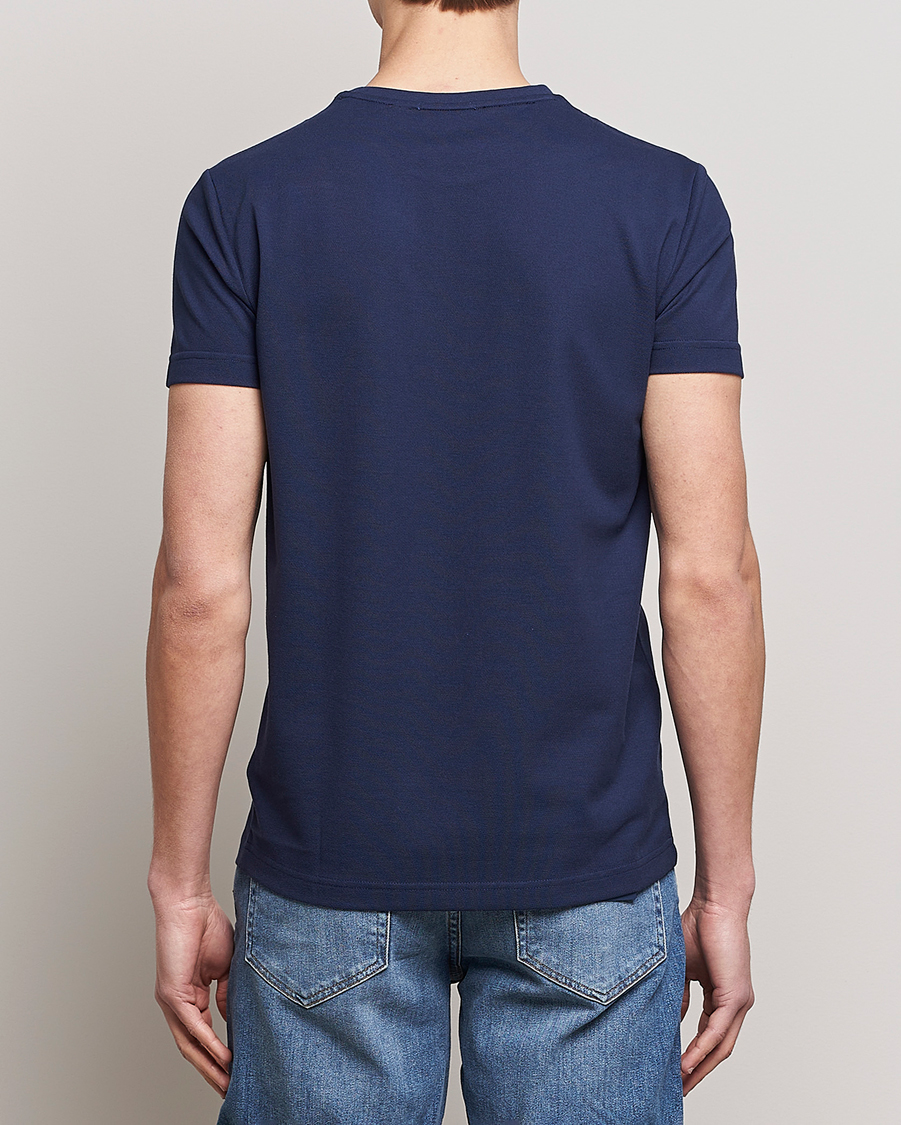 Herre | T-Shirts | GANT | Cotton Pique Crew Neck T-Shirt Evening Blue
