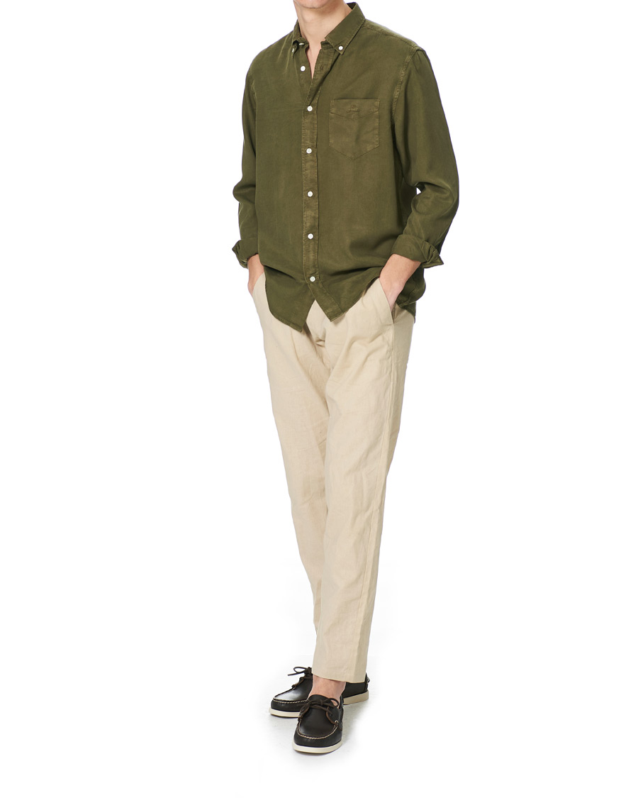 Herre | Skjorter | GANT | Regular Garment Dyed Lyocell Shirt Racing Green