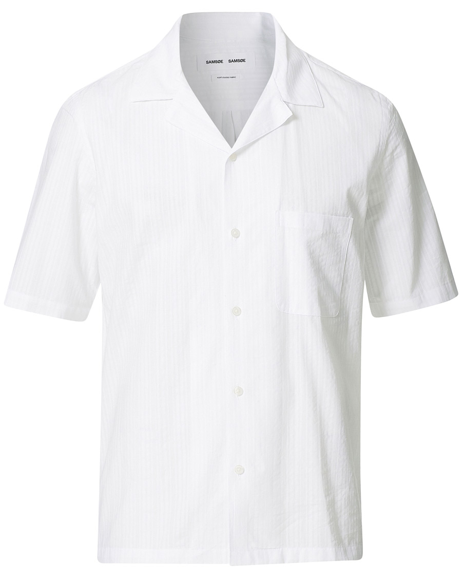 Herre | Skjorter | Samsøe Samsøe | Samsøe & Samsøe Oscar Seersucker Short Sleeve Shirt White