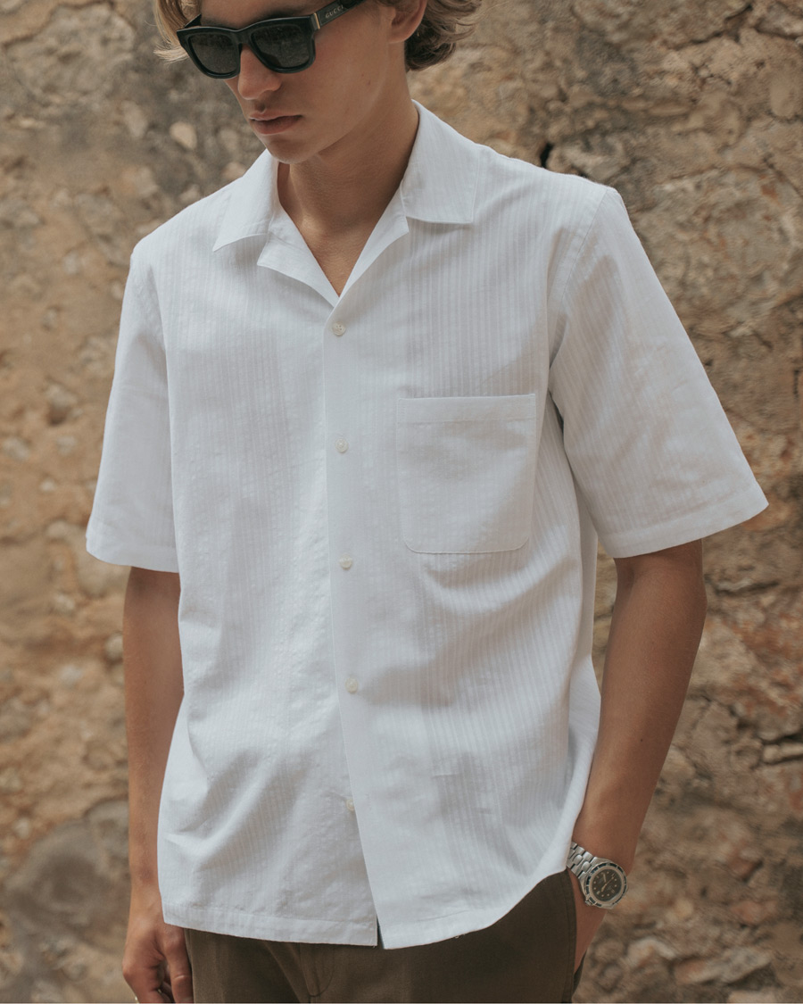 Herre | Skjorter | Samsøe Samsøe | Samsøe & Samsøe Oscar Seersucker Short Sleeve Shirt White