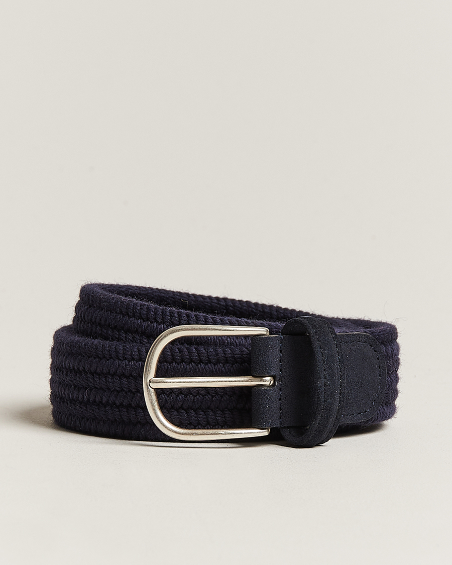 Herre | Flettede belter | Anderson's | Braided Wool Belt Navy