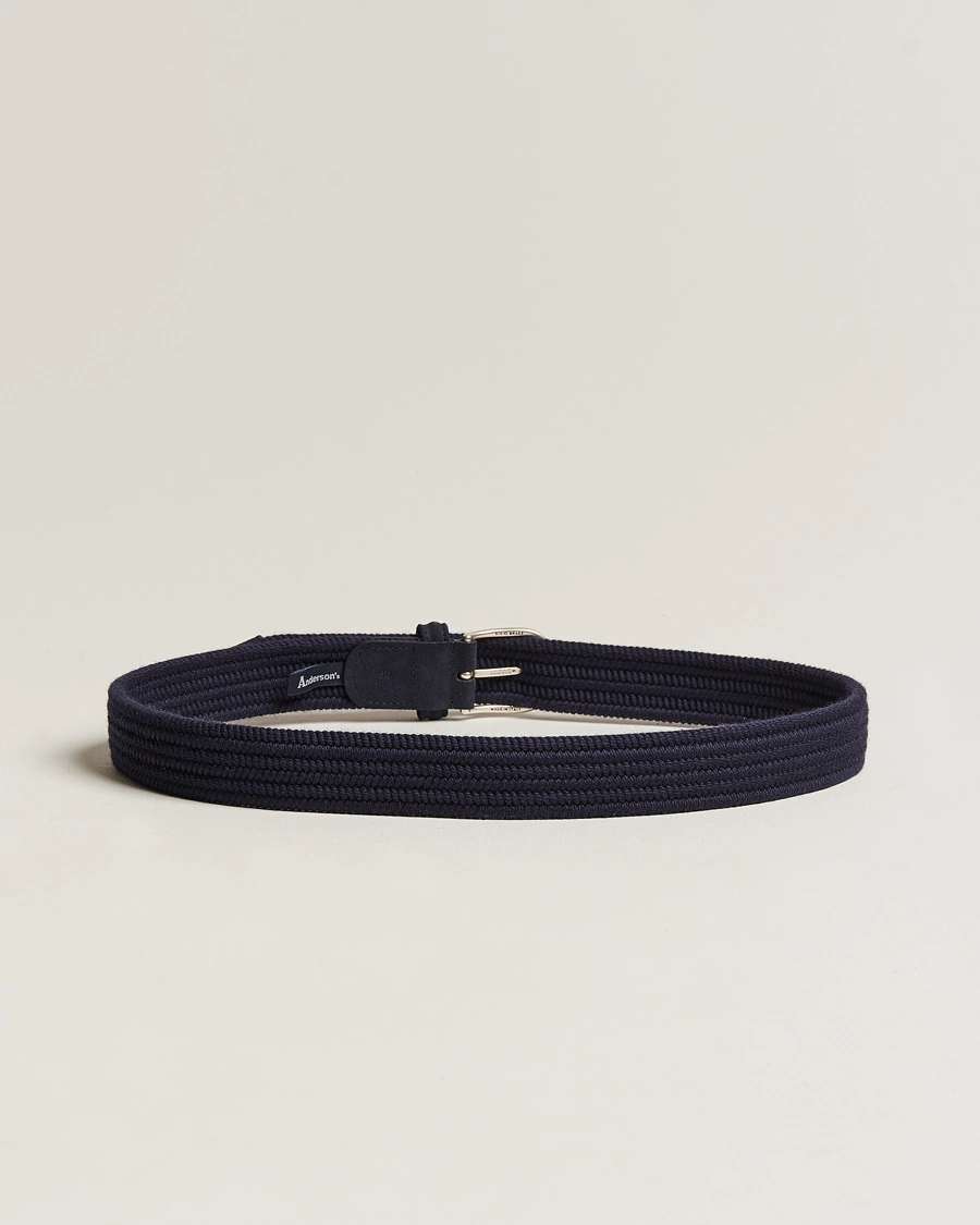 Herre | Belter | Anderson's | Braided Wool Belt Navy