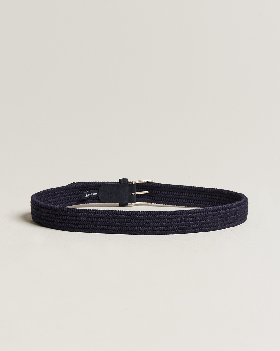 Herre | Assesoarer | Anderson's | Braided Wool Belt Navy