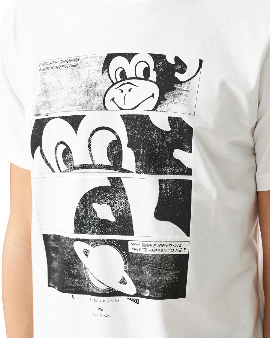 Herre | T-Shirts | PS Paul Smith | Monkey Regular Fit T-Shirt White