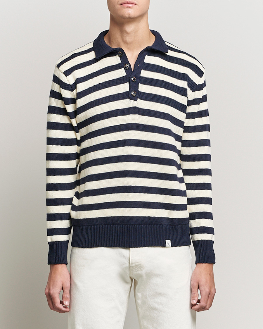 Herre | Gensere | Peregrine | Richmond Knitted Rugby Shirt Navy/White