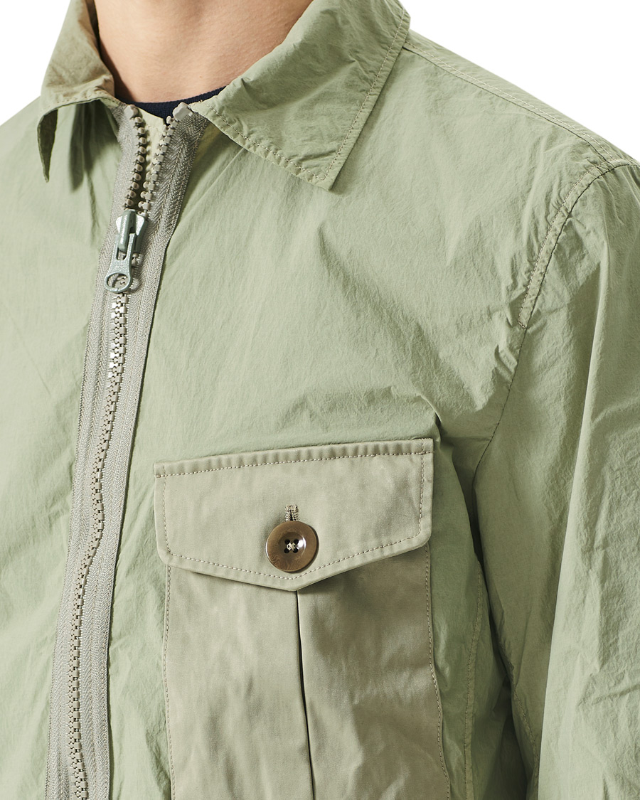 Herre | Jakker | Ten c | Garment Dyed Nylon Shirt Jacket Light Green