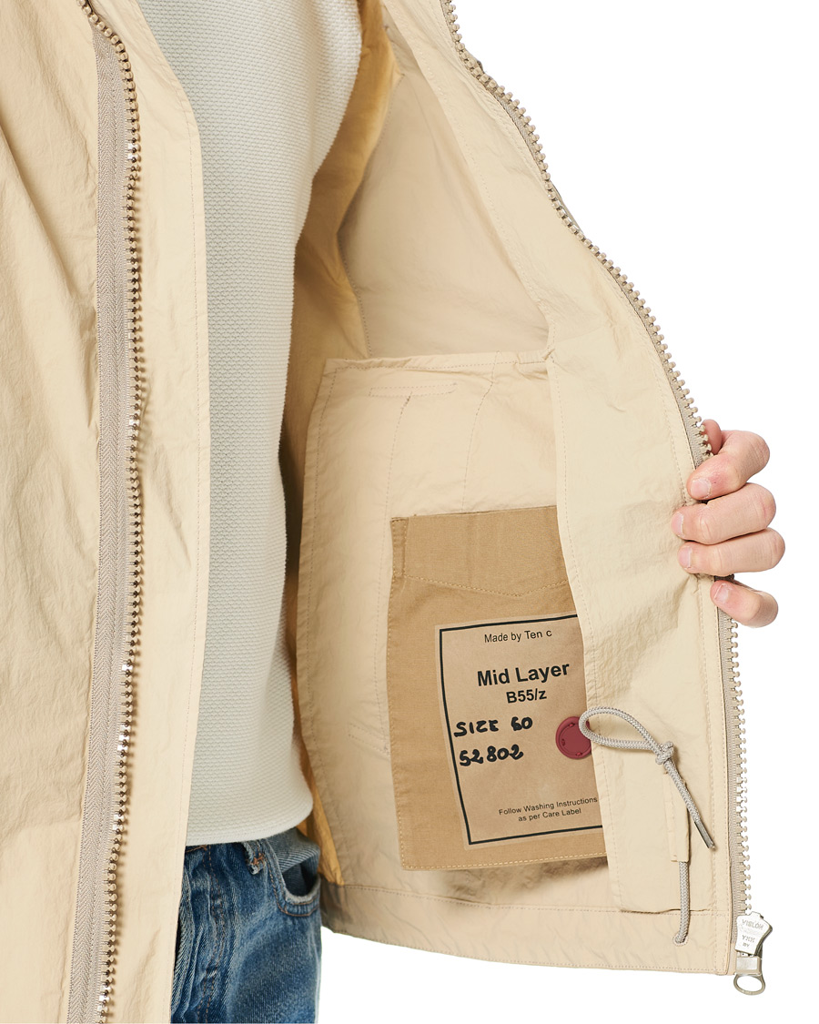 Herre | Jakker | Ten c | Garment Dyed Nylon Hood Jacket Beige